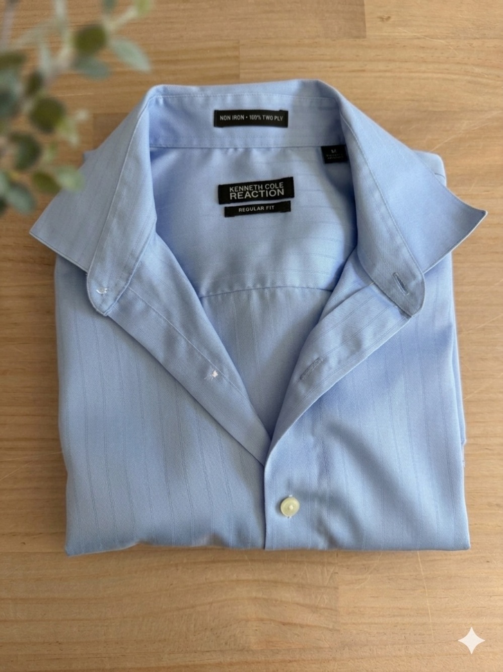 Kenneth Cole New York Men's Regular Fit Dress Shirt Light Blue Striped 15.5 34/3